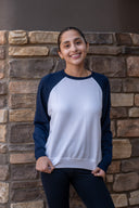 Andie Oversized Colorblock Fleece - Indigo / White