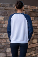 Andie Oversized Colorblock Fleece - Indigo / White