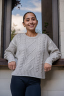 Xanthe Crew Neck Knit Sweater - Cream