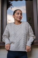 Xanthe Crew Neck Knit Sweater - Cream