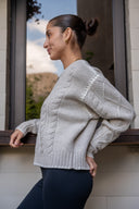Xanthe Crew Neck Knit Sweater - Cream