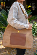 Seaside Satchel - Sand Dune Raffia & Mocha Leather