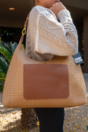 Seaside Satchel - Sand Dune Raffia & Mocha Leather