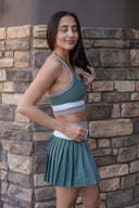 Point Skirt - Smoky Basil / Latte / White