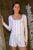 Marseille Boudoir Long Sleeve Top- Vanilla Ice