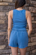 Hunter Knit Denim Short - Calypso Blue Indigo