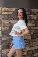 Floral PJ Short - Ice Blue
