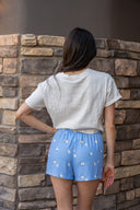 Floral PJ Short - Ice Blue