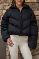 Cropped Puffer Jacket - Black
