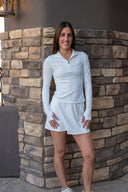 Stevie Active Rib Half Zip Waist Length - White