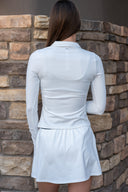 Stevie Active Rib Half Zip Waist Length - White