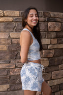 Cozy Comfort Short - Toile Print Washed Blue