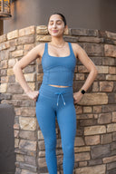 Jane Bustier Bra Tank - Ocean Blue Herringbone