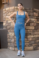 Aria 7/8 Legging - Ocean Blue Herringbone