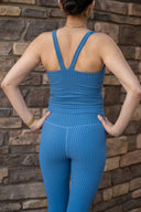 Jane Bustier Bra Tank - Ocean Blue Herringbone