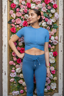 Summer SS Twist Waist Top - Ocean Blue