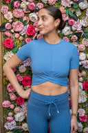 Summer SS Twist Waist Top - Ocean Blue