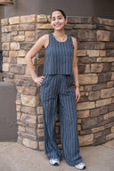 Sheer Ease Tank - Slate Jonah Stripe