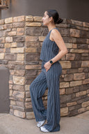 Sheer Ease Tank - Slate Jonah Stripe