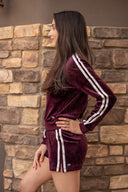 Heritage Velour Short - Dark Cherry / White