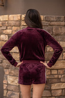 Heritage Velour Short - Dark Cherry / White