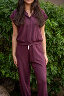 Evie Fleece Sleeveless Polo - Dark Cherry