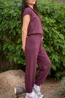 Andie Oversized Fleece Sweatpant - Dark Cherry