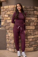 Louise Rib Long Sleeve - Dark Cherry