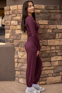 Louise Rib Long Sleeve - Dark Cherry