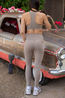 Mia Rigor Legging W/ Stripe - Latte / White
