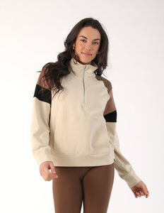 Daily Scuba 1/4 zip - Oatmilk/Chocolate/Latte/Black Stripe
