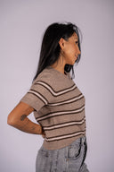 Gatewood Stripe Sweater Tee - Heather Ash
