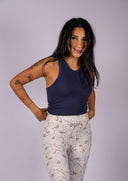 Mia High Neck Bra Tank- Navy