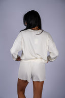 Dawn Smocked Silky Rib Short - Bone