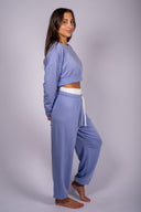 Andie Dual Waist Sweatpant - Purple Haze / White