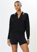 Taylor Knit Polo- Black/White