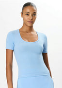 Ashby Rib Short Sleeve- Skylight