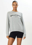 Andie Oversized Fleece Varsity Sweatshirt- Grey/59