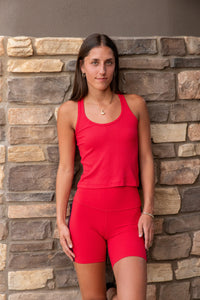 Ashby Rib Crop Tank - Pirate Red