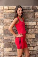 Ella High Waist Airweight Short - Pirate Red / Indigo