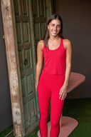 Ella High Waist Airweight 7/8 Legging - Pirate Red / Indigo
