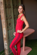 Ella High Waist Airweight 7/8 Legging - Pirate Red / Indigo