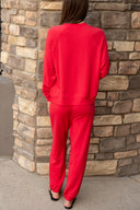 Andie Oversized Fleece Sweatpant - Pirate Red
