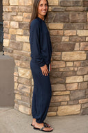 Andie Oversized Fleece Sweatpant - Indigo