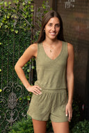Sloane V-Neck Rib Tank - Fern