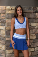 Shirred Double Layer Bra - Lavender Sorbet / Retro Blue