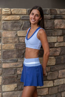Rib Trim Box Pleat Skort - Retro Blue