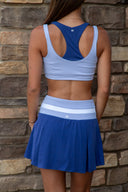 Rib Trim Box Pleat Skort - Retro Blue