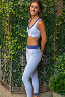 Double Waistband Performance Legging - Lavender Sorbet / Retro Blue