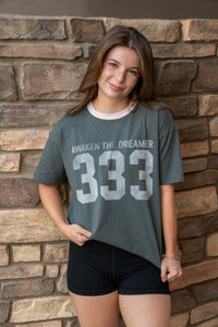 333 Ringer Boyfriend Tee- Ash